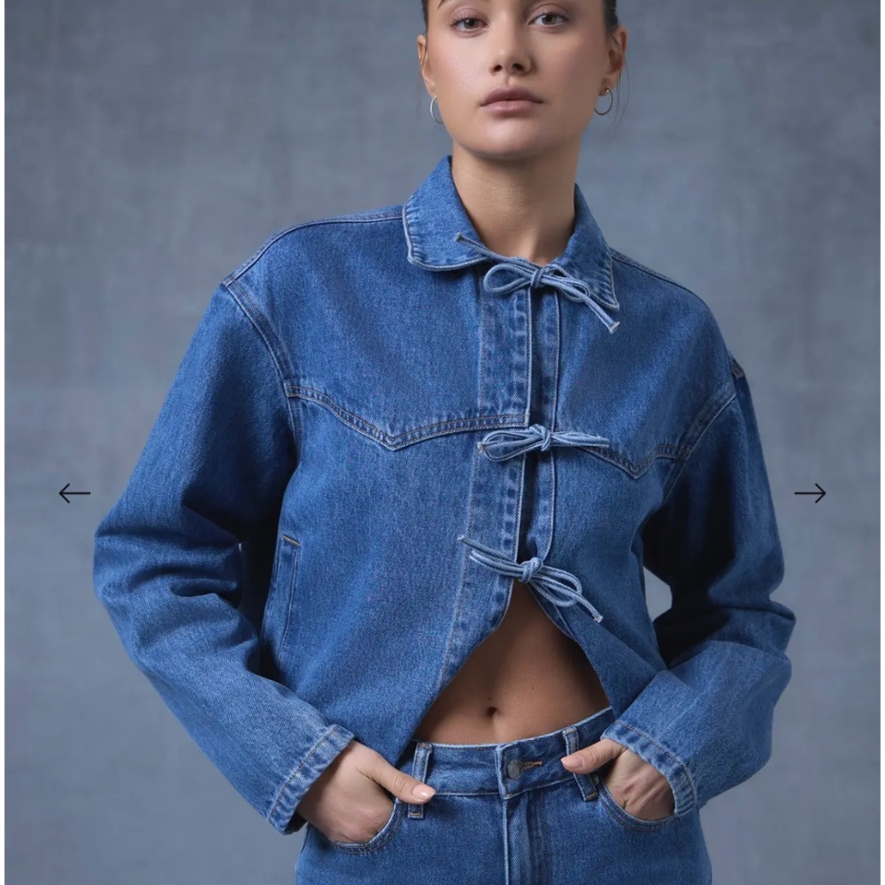 GLASSONS Tie Front Denim Jacket